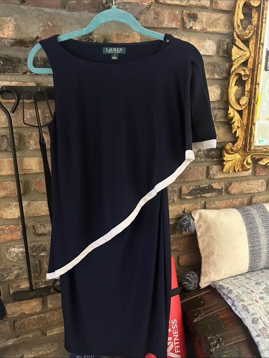 Lauren Ralph Lauren Dresses & Skirts - LAUREN Ralph Lauren Navy One-Shoulder Dress with White Trim Accent
